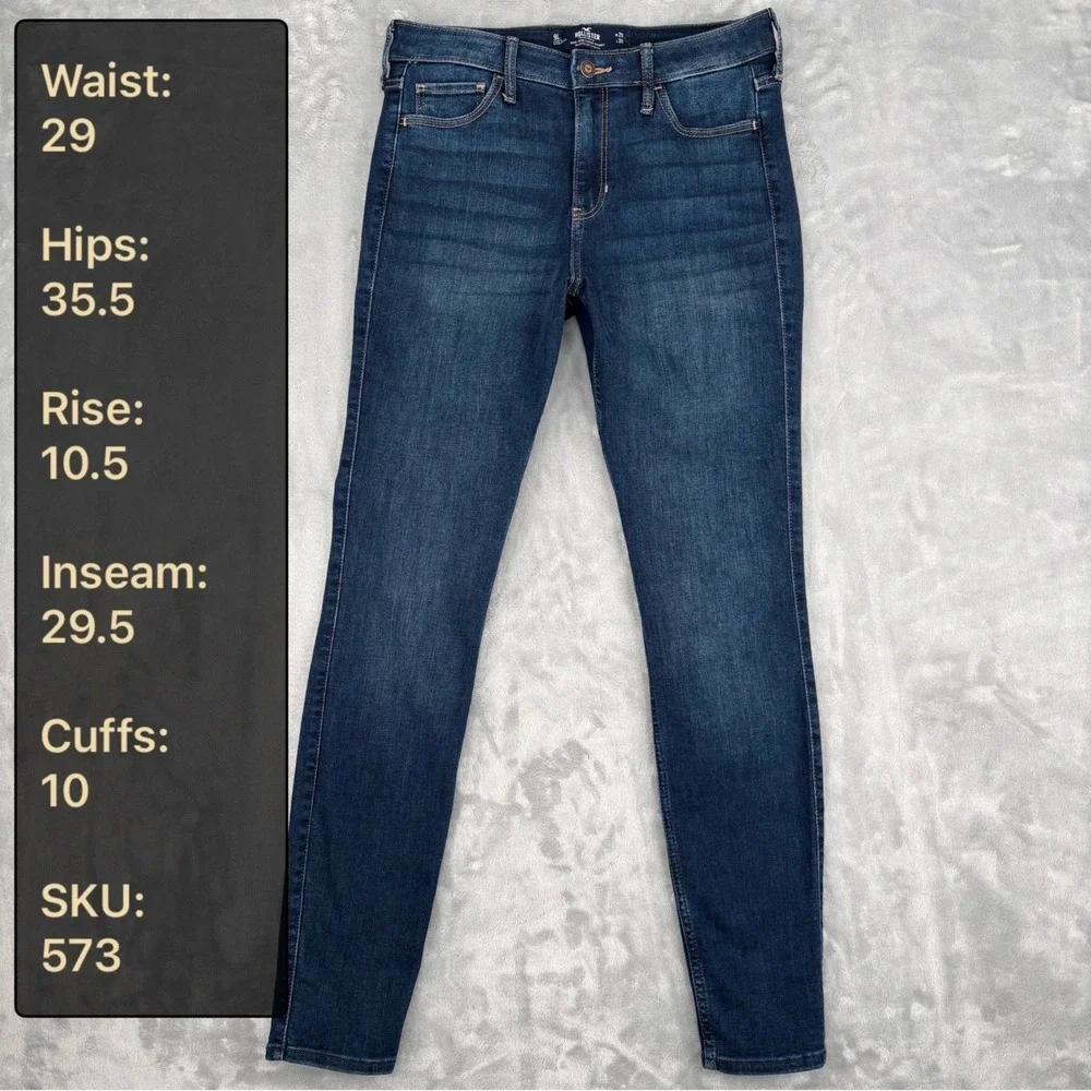 Hollister Jeans Women 9L (Fits 29x29.5) Blue High-Rise Super Skinny Soft Stretch - Picture 2 of 9